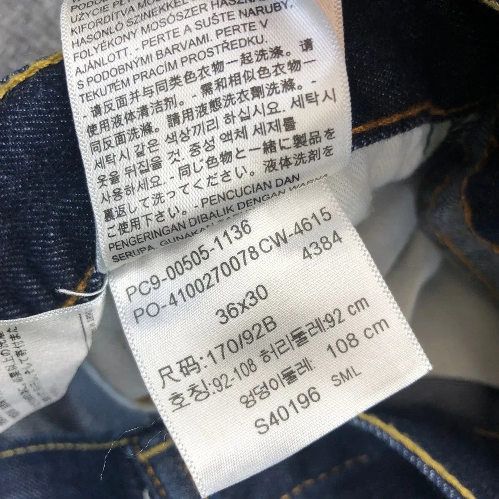 Levis 505 Regular Fit Dark Wash Indigo Denim Jeans Mens 36x30 00505-1136